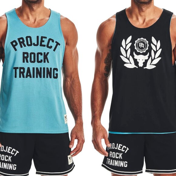 $55 UNDER ARMOUR PROJECT ROCK REVERSIBLE MESH TANK 1377442-433 GLACIER BLUE XL - Picture 8 of 10